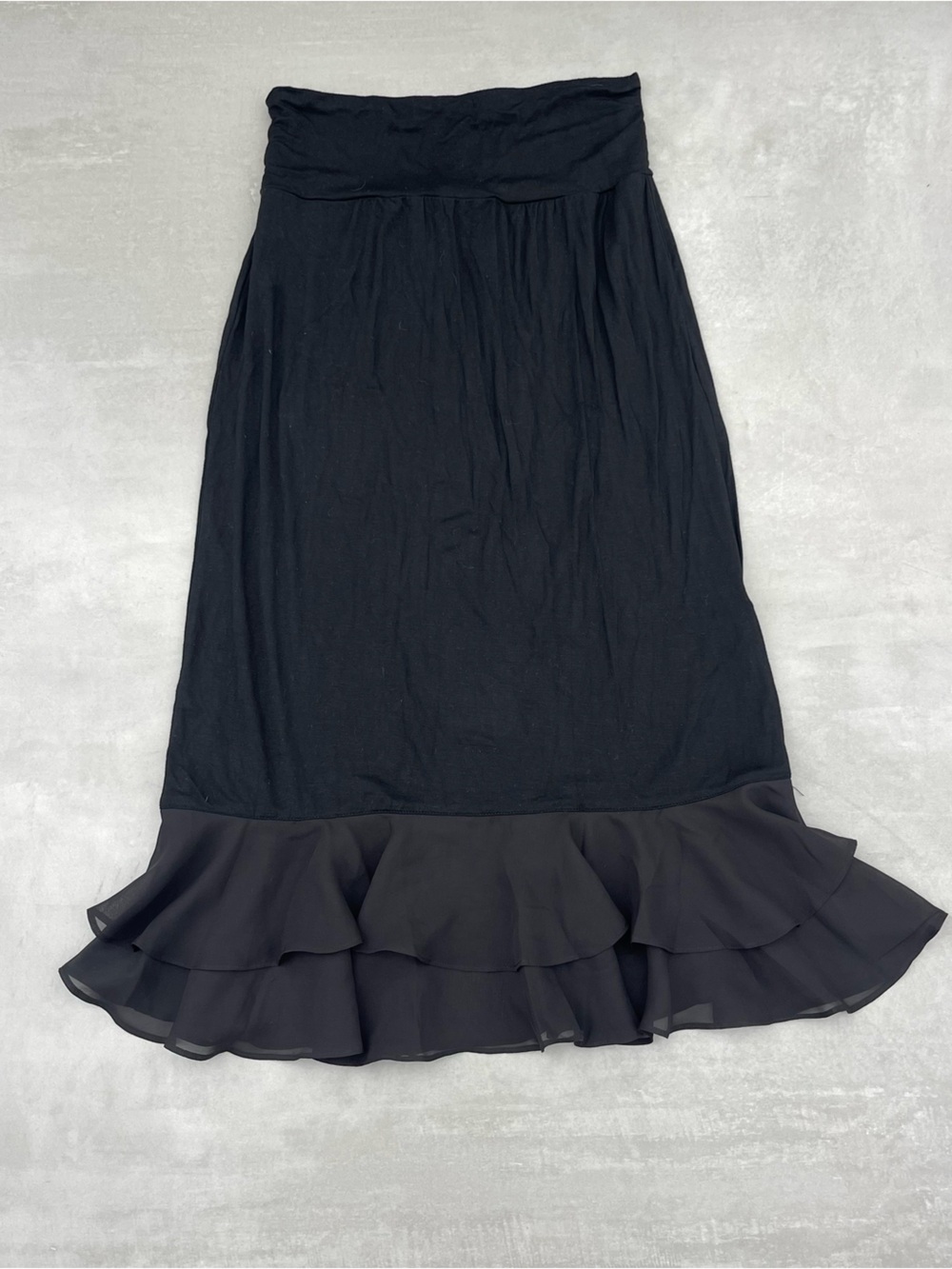 Grace Karin Black Ruffle Midi Skirt